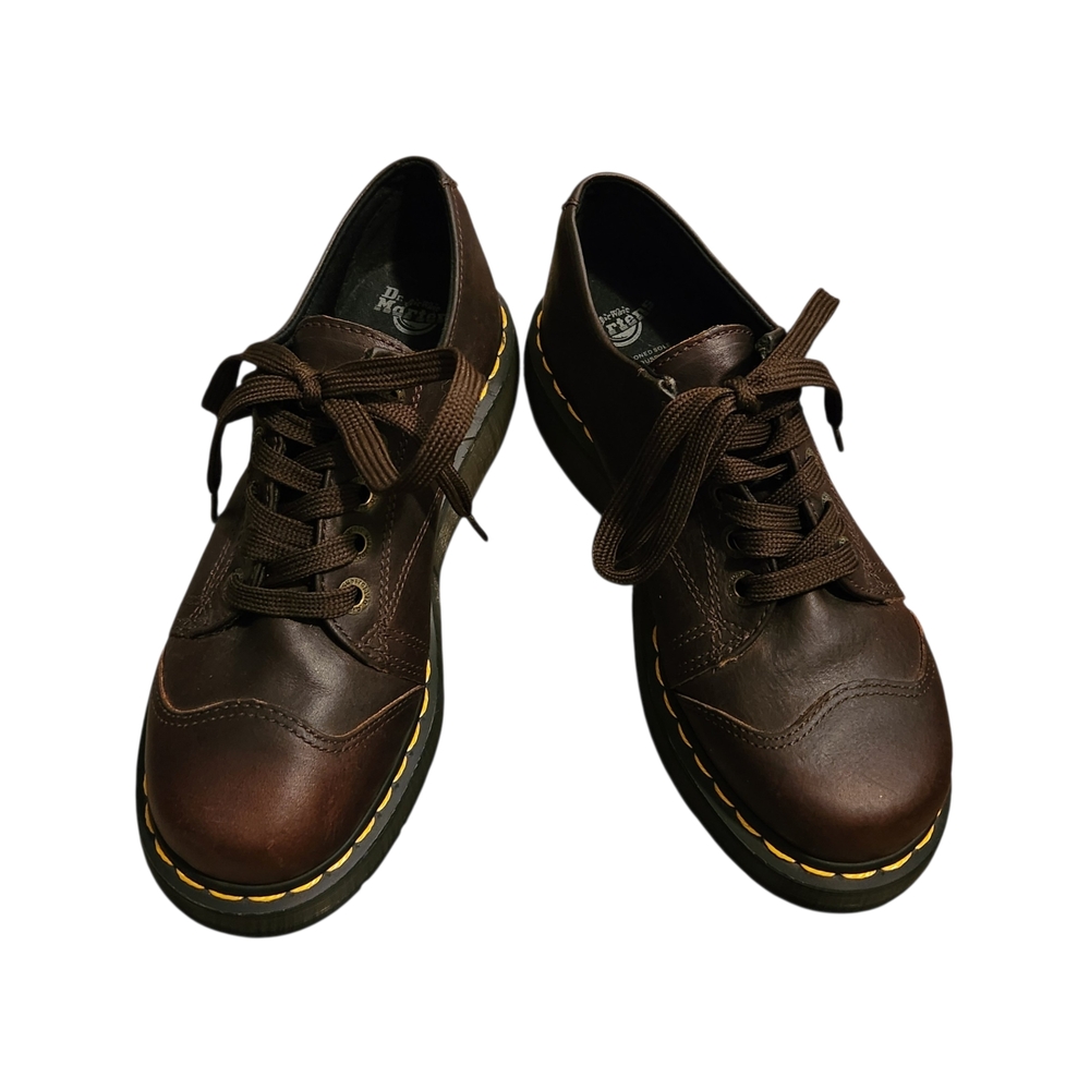 Y2K Doc Marten (8751), Brown Leather Lace Up Platform Loafers, Womens 8